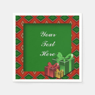 Red & Green Diamond Pattern Christmas Napkins