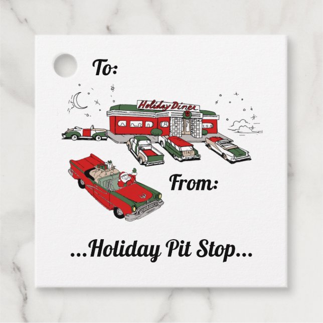 Red / Green Diner Favour Tags (Front)