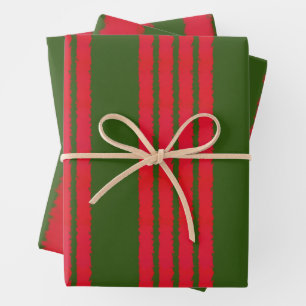 Red Green Dot Stripe Pattern Wrapping Paper Sheet