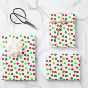 Red Green Dots Christmas Wrapping Paper Sheet