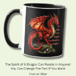 Red Green Dragon,  Spirit Can Reside in Anyone Mug<br><div class="desc">Golden Green Dragon - "The spirit of a dragon can reside in anyone! !" - or change to you own quote - See lots more great Dragon Gifts in the Store!</div>