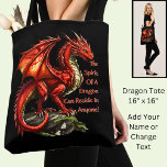 Red Green Dragon,  Spirit Can Reside in Anyone Tote Bag<br><div class="desc">Golden Green Dragon - "The spirit of a dragon can reside in anyone! !" - or change to you own quote - See lots more great Dragon Gifts in the Store!</div>