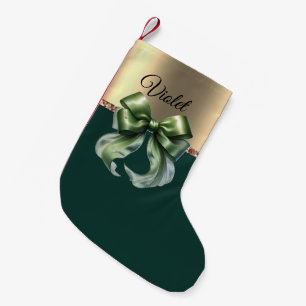 Red Green Elegant Christmas Botanical Reversible Small Christmas Stocking