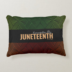 Red Green Emancipation Day June 19 JUNETEENTH Decorative Cushion
