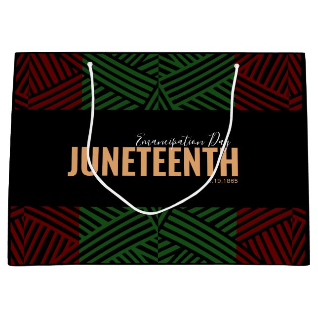 Red Green Emancipation Day June 19 JUNETEENTH Large Gift Bag (Front)