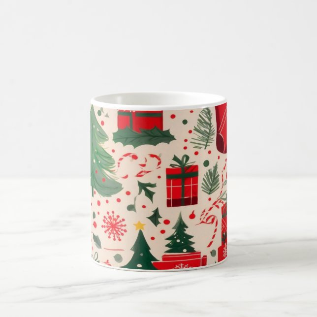 Red Green Festive Christmas Pattern Coffee Mug  (Center)