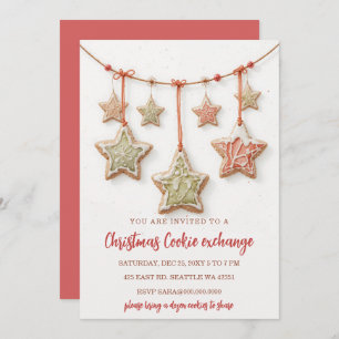 Red Green Festive Cookie Exchange Christmas Party Invitation