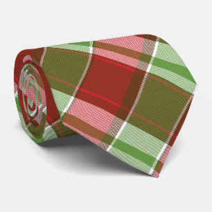 Red Green Festive Plaid Christmas Holiday Pattern Tie