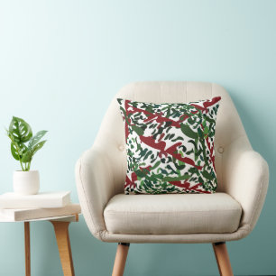 Red Green Flora Botanical Cushion
