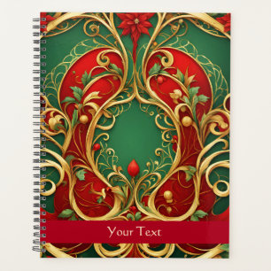 Red Green Floral Christmas Holiday Planner