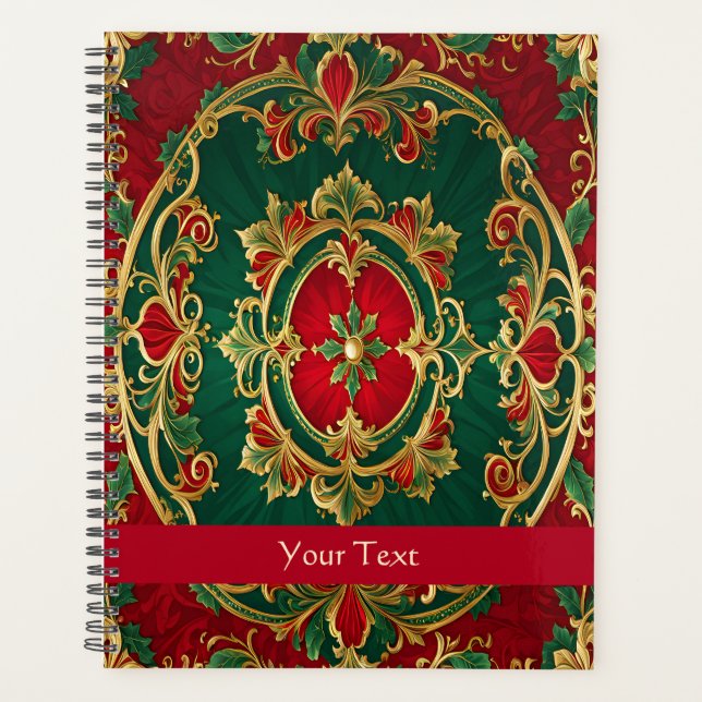 Red Green Floral Christmas Holiday Planner (Front)