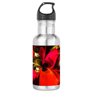 Red Green Floral Modern Abstract Art Pattern #02 532 Ml Water Bottle