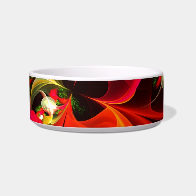 Red Green Floral Modern Abstract Art Pattern #02 Bowl (Front)