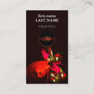 Red Green Floral Modern Abstract Art Pattern #02 Business Card