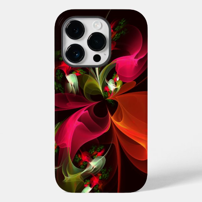 Red Green Floral Modern Abstract Art Pattern #02 Case-Mate iPhone Case (Back)
