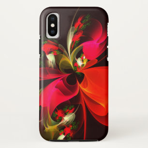 Red Green Floral Modern Abstract Art Pattern #02 iPhone XS Case
