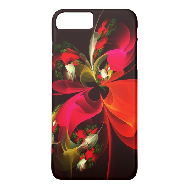 Red Green Floral Modern Abstract Art Pattern #02 Case-Mate iPhone Case (Back)