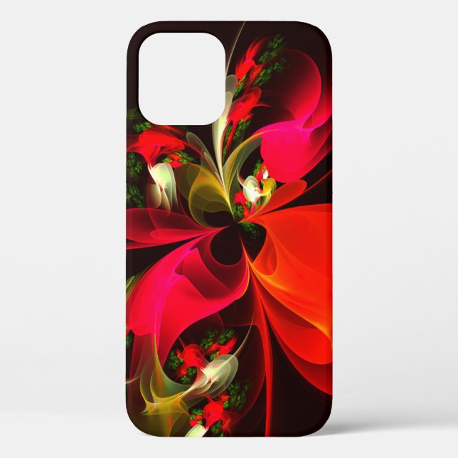 Red Green Floral Modern Abstract Art Pattern #02 Case-Mate iPhone Case (Back)
