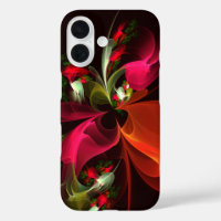 Red Green Floral Modern Abstract Art Pattern #02