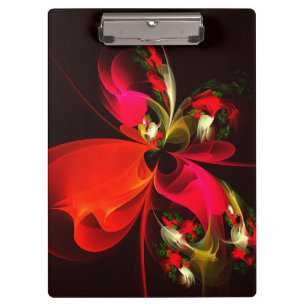 Red Green Floral Modern Abstract Art Pattern #02 Clipboard