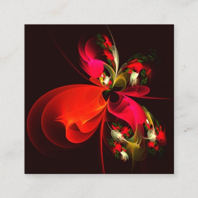 Red Green Floral Modern Abstract Art Pattern #02 Enclosure Card (Front)