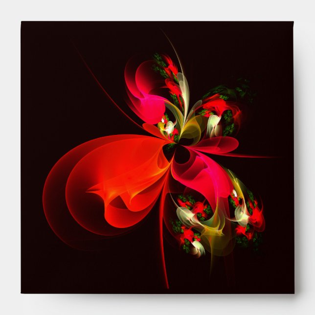 Red Green Floral Modern Abstract Art Pattern #02 Envelope (Front)
