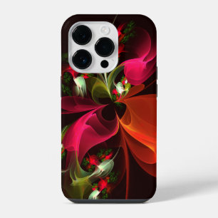 Red Green Floral Modern Abstract Art Pattern #02 iPhone 14 Pro Case