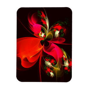 Red Green Floral Modern Abstract Art Pattern #02 Magnet