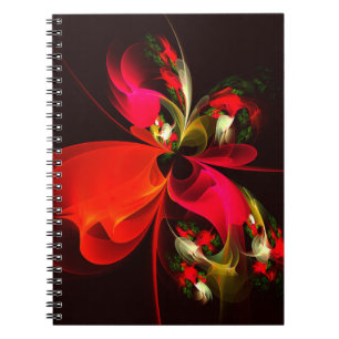 Red Green Floral Modern Abstract Art Pattern #02 Notebook