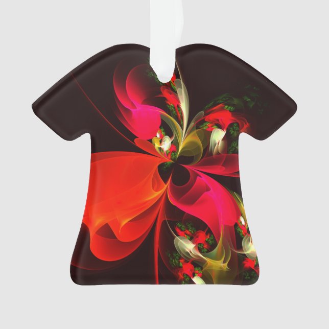 Red Green Floral Modern Abstract Art Pattern #02 Ornament (Front)