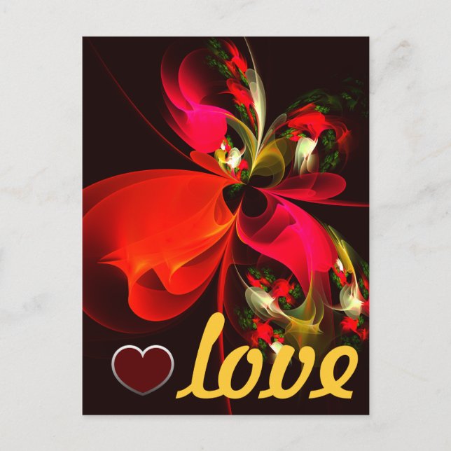 Red Green Floral Modern Abstract Art Pattern #02 Postcard (Front)