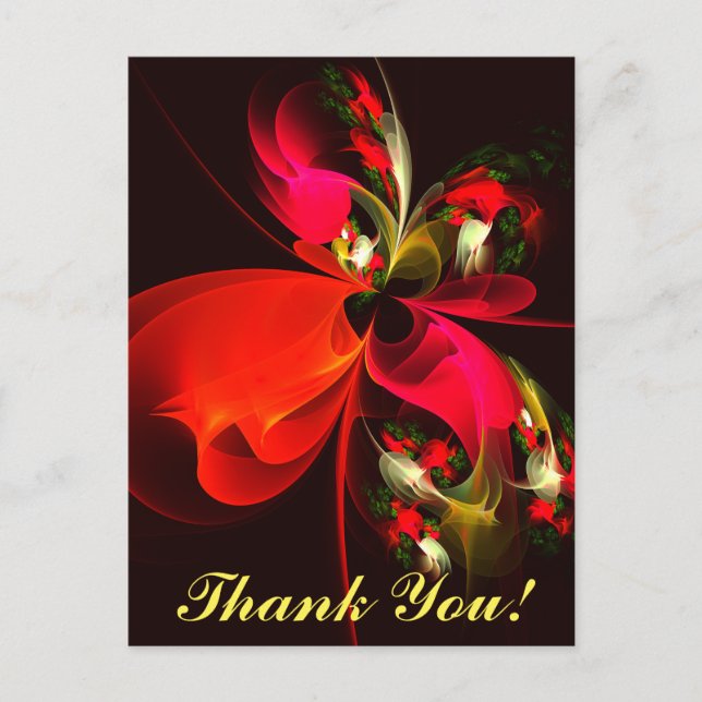 Red Green Floral Modern Abstract Art Pattern #02 Postcard (Front)