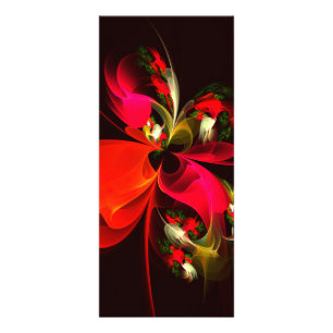 Red Green Floral Modern Abstract Art Pattern #02 Rack Card