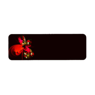 Red Green Floral Modern Abstract Art Pattern #02 Return Address Label