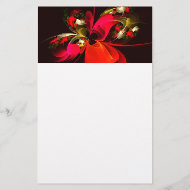 Red Green Floral Modern Abstract Art Pattern #02 Stationery (Front)