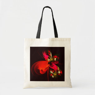 Red Green Floral Modern Abstract Art Pattern #02 Tote Bag