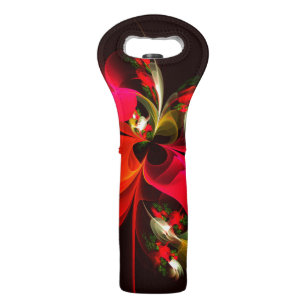 Red Green Floral Modern Abstract Art Pattern #02 Wine Bag