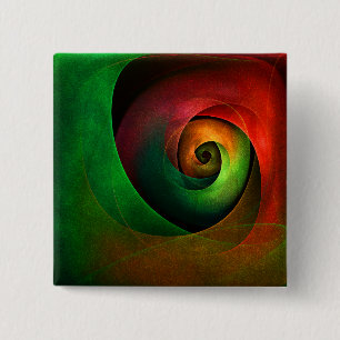 Red Green Floral Modern Abstract Art Pattern #21 15 Cm Square Badge