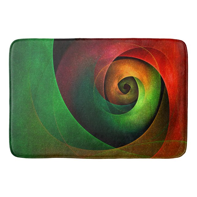 Red Green Floral Modern Abstract Art Pattern #21 Bath Mat (Front)