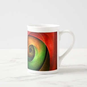 Red Green Floral Modern Abstract Art Pattern #21 Bone China Mug