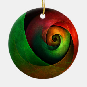 Red Green Floral Modern Abstract Art Pattern #21 Ceramic Ornament