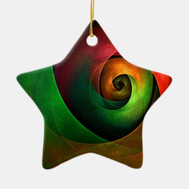 Red Green Floral Modern Abstract Art Pattern #21 Ceramic Ornament (Front)