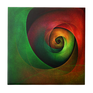 Red Green Floral Modern Abstract Art Pattern #21 Ceramic Tile