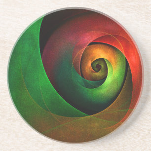 Red Green Floral Modern Abstract Art Pattern #21 Coaster