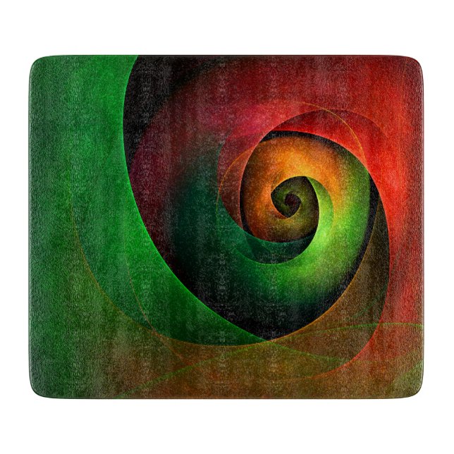 Red Green Floral Modern Abstract Art Pattern #21 Cutting Board (Front)