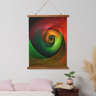 Red Green Floral Modern Abstract Art Pattern #21 Hanging Tapestry