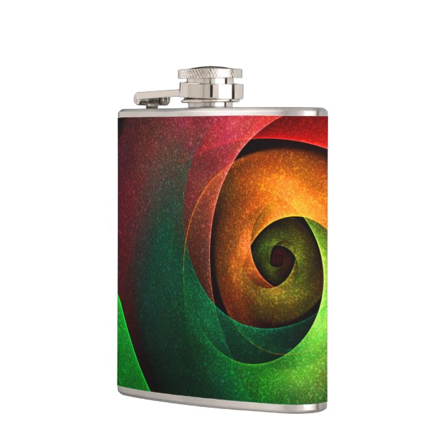 Red Green Floral Modern Abstract Art Pattern #21 Hip Flask (Left)