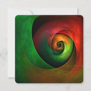 Red Green Floral Modern Abstract Art Pattern #21 Invitation