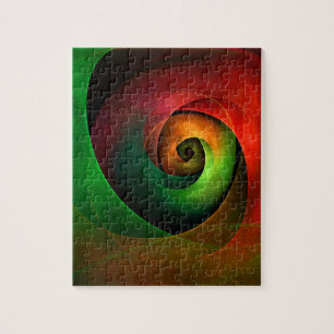 Red Green Floral Modern Abstract Art Pattern #21 Jigsaw Puzzle