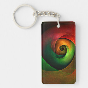 Red Green Floral Modern Abstract Art Pattern #21 Key Ring